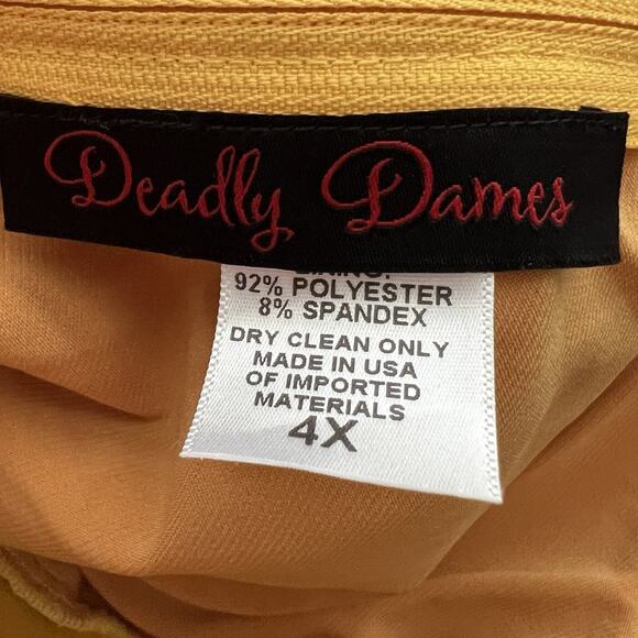 Deadly Dames Size 4X Yellow Wiggle Dress Pin Up Retro Rockabilly VLV Mad Men Ad2 - Picture 5 of 5